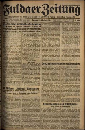 Erste Ausgabe vom Sonntag, den 19. Oktober 1930.