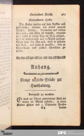Anhang. Einige nützliche Stücke zur Haushaltung.