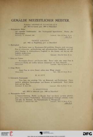 Gemälde neuzeitlicher Meister (Nr. 1- 237)