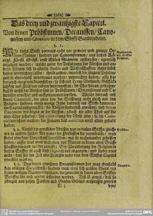 Das drey und zwantzigste Capitel. Von denen Pröbstinnen / Decanissen / Canonissen und Canonicis in dem Stifft Gandersheim