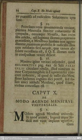 Caput X. De Modo Agendi Menstrui Universalis
