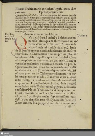 Libanii declamatoris antiocheni epistolarum liber primus.