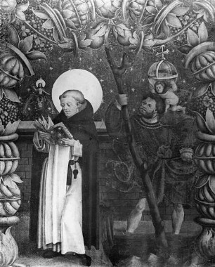 Schauseite (erste); Altarflügel: Die Heiligen Christopherus und Dominikus