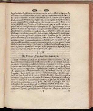 §. VII. De Titulo Dominatoris Saxonum.