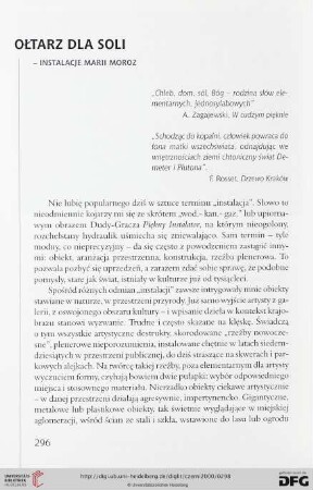 Ołtarz dla soli – instalacje Marii Moroz