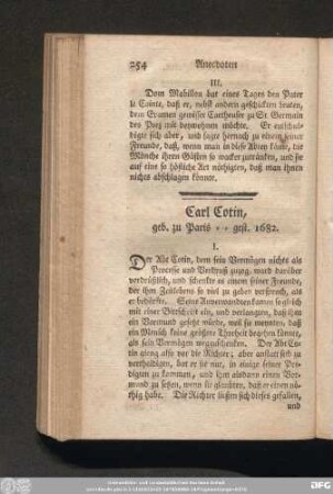 Carl Cotin, geb. zu Paris -- gest. 1682.