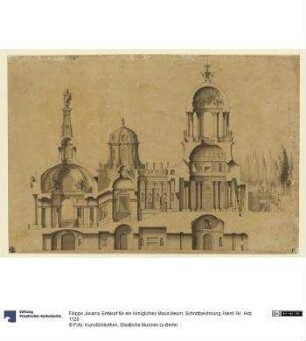 Entwurf für ein königliches Mausoleum, Schnittzeichnung
