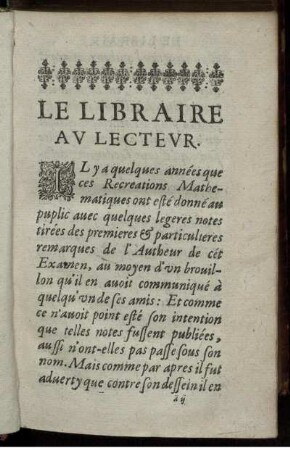 Le Libraire Au Lecteur.