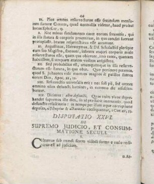 Disputatio XXVI. De Supremo Judicio, Et Consummatione Seculi.