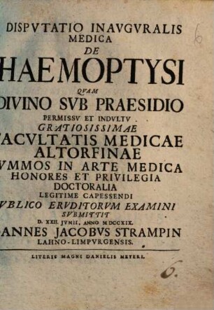 De haemoptysi : disputatio inaug. medica