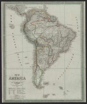 Karte von Südamerika, ca. 1:15 000 000, Lithographie, 1829