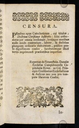 7r-8v, Censura; Index Capitum