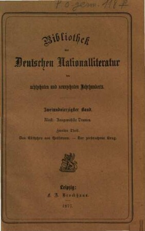 Ausgewählte Dramen, 2. Das Käthchen von Heilbronn. Der zerbrochene Krug