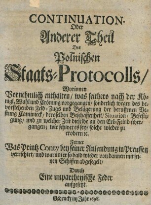 Continuation...des polnischen Staats-Protocolls