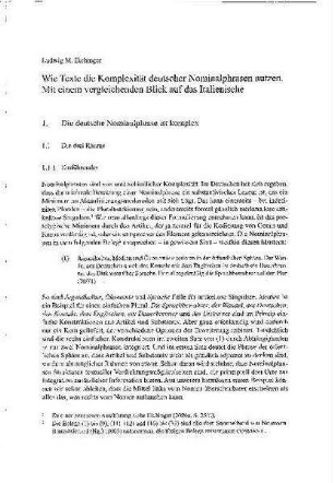 Wie Texte die Komplexität deutscher Nominalphrasen nutzen : mit einem vergleichenden Blick auf das Italienische