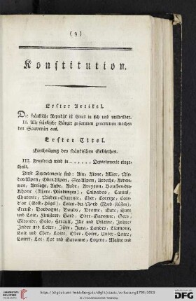 Erster Titel: Eintheilung des fraenkischen Gebiethes