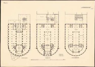 Geschäftshaus, Berlin: Grundrisse UG, EG, 1., 2., 3., 4.OG 1:200
