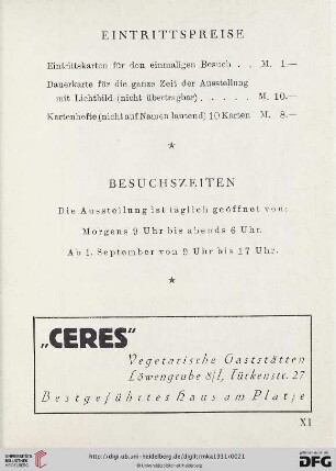 Eintrittspreise / Besucherzeiten