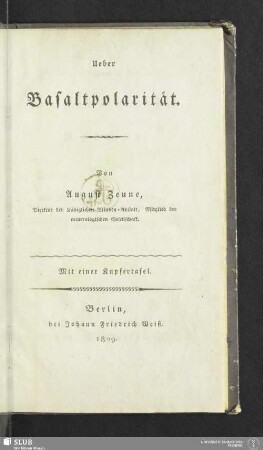 Ueber Basaltpolarität : Mit einer Kupfertafel