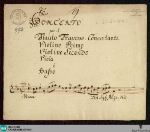 Concertos - Mus. Hs. 992 : fl, vl (2), vla, b; D; MicWka 343 GroF 832