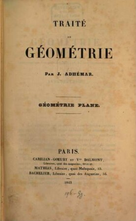 Traité de géométrie, I