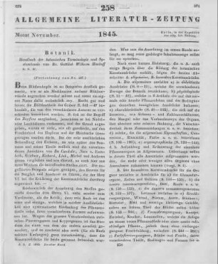 Bischoff, G. W.: Handbuch der botanischen Terminologie und Systemkunde. Bd. 1-3. Nürnberg: Schrag 1833-44 (Fortsetzung von Nr. 257)