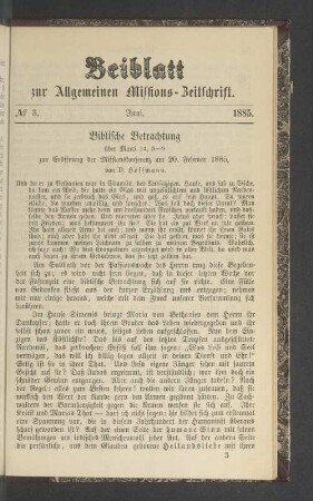 Beiblatt N° 3. Juni. 1885