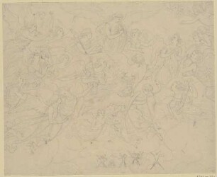 Zu Goethes "Faust II", Blatt 11: Glorie II (Engel schweben mit Fausts Unsterblichem daher)