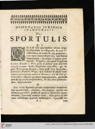 Disputatio juridica inauguralis de Sportulis