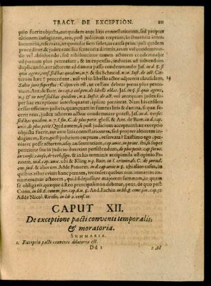 Caput XII. De exceptione pacti conventi temporalis, et moratoria.