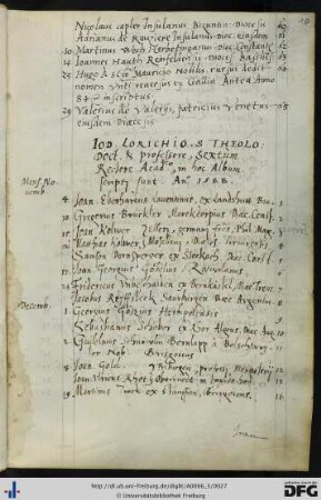 [fol. 10] Rektorat Jodocus Lorichius 1588/89