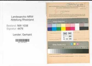 Entnazifizierung Gerhard Lender , geb. 13.09.1908 (Parkettschleifer)