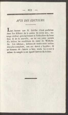 Avis Des Editeurs.