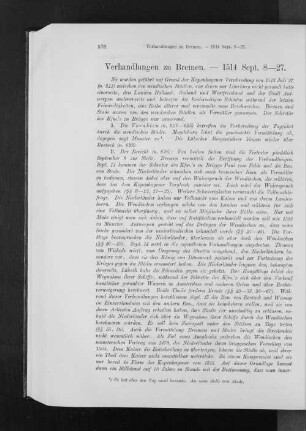Verhandlungen zu Bremen. - 1514 Sept. 8-27.