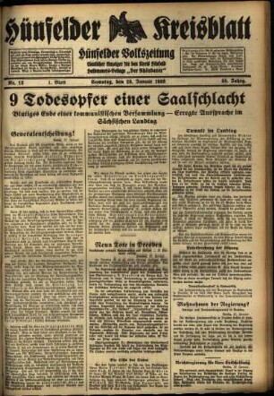 Erste Ausgabe vom Samstag, den 28. Januar 1933.
