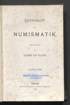 11.1884: Zeitschrift für Numismatik