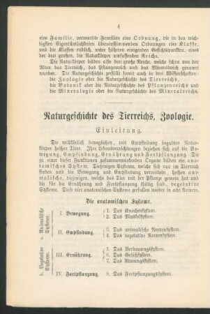 Naturgeschichte des Tierreichs, Zoologie.