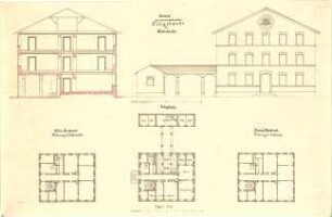 Klumpp, Karl F. A.; Windshausen; Zollgebäude - Aufriss, Grundrisse, Schnitt