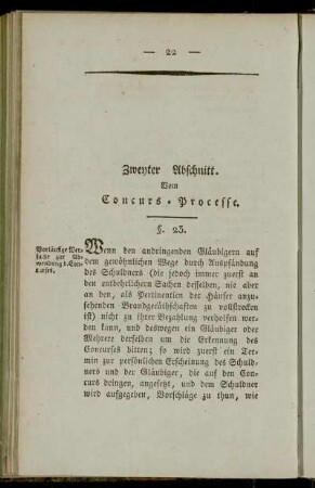 Zweyter Abschnitt. Vom Concurs-Processe
