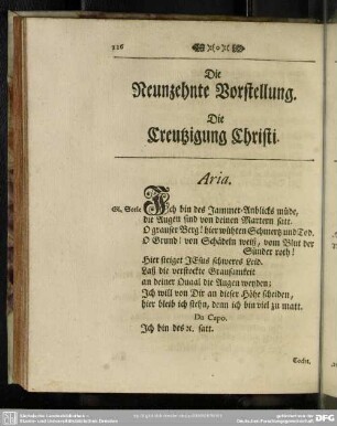 Die Neunzehnte Vorstellung. Die Creutzigung Christi