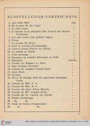 Ausstellungs-Verzeichnis (Nr. 1-56)