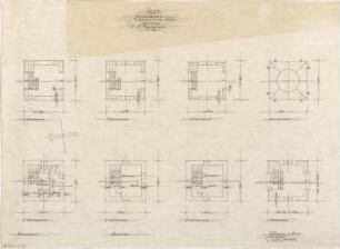 Gsaenger, Gustav; Kassel (Hessen); Kreuzkirche, Wiederaufbau - Tektur zum Eingabeplan, Turmgeschoss (Grundriss 2. OG - 8. OG)