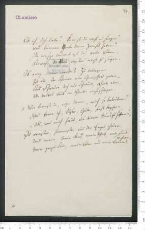 [Ohne Titel] ["Pour Madame Adelbert"] [Reinschrift, brieflich an Antonie übergeben ]