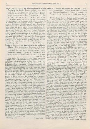 85 [Rezension] Busse, Ludwig, Die Weltanschauungen der großen Philosophen der Neuzeit. 2. Aufl