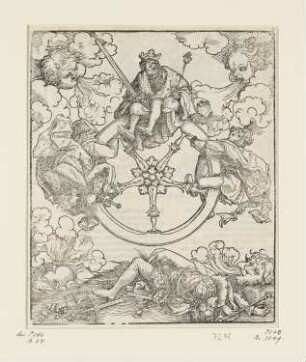 Fortuna Euripus, aus: "Hülff, Trost und Rath in allem anligen der Menschen. Francisci Petrarche, des hochweisen, fürtreflichen Poeten und Oratorn, zwei Trostbücher, Von Artznei und Rath beyde im guten vnd widerwertigen Glück", Band I, Frankfurt am Main 1559, Vorspann