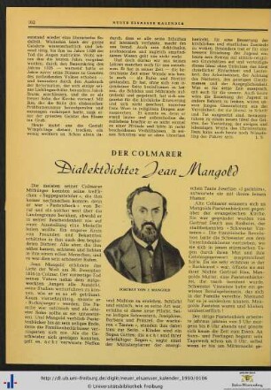 Der Colmarer Dialektdichter Jean Mangold.
