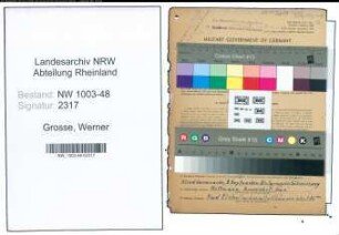Entnazifizierung Werner Grosse , geb. 21.12.1904 (Zollbeamter)