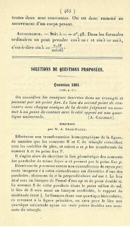 Solutions de questions proposées.