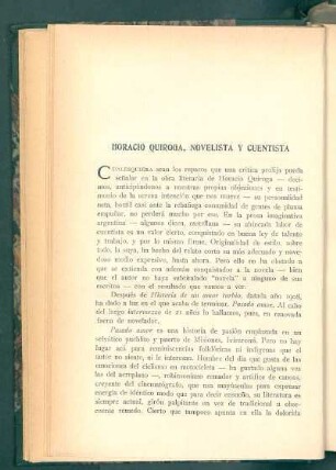 Horacio Quiroga, novelista y cuentista