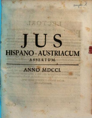 Jus Hispano-Austriacum Assertum